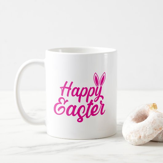 Fröhliche Ostern, sonnige Ohren auf rosafarbenem T Kaffeetasse (Mit Donut)