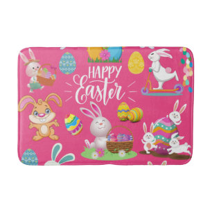 Fröhliche Ostern, sonnige Wünsche und farbenfrohe  Badematte