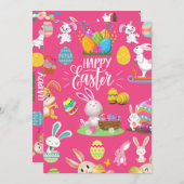 Fröhliche Ostern, sonnige Wünsche und farbenfrohe Einladung (Vorne/Hinten)