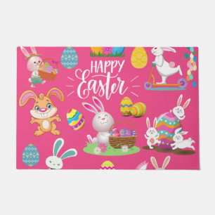 Fröhliche Ostern, sonnige Wünsche und farbenfrohe  Fußmatte