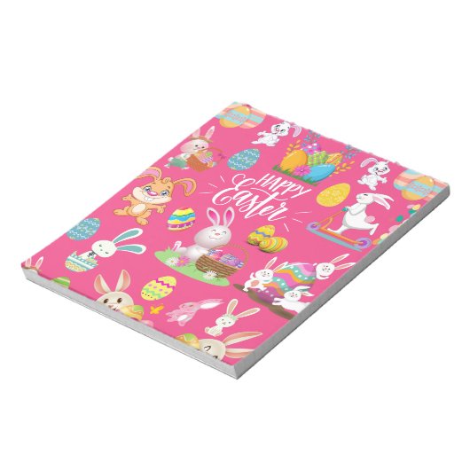 Fröhliche Ostern, sonnige Wünsche und farbenfrohe Notizblock (Rotiert)