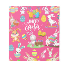 Fröhliche Ostern, sonnige Wünsche und farbenfrohe Notizblock