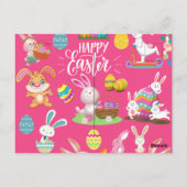 Fröhliche Ostern, sonnige Wünsche und farbenfrohe Postkarte (Rückseite)