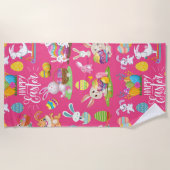 Fröhliche Ostern, sonnige Wünsche und farbenfrohe  Strandtuch (Vorderseite)