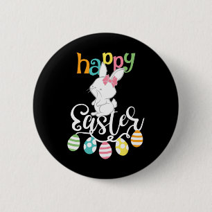 Fröhliche Ostern Sprüche Ei Groovy Hase Kaninchen  Button