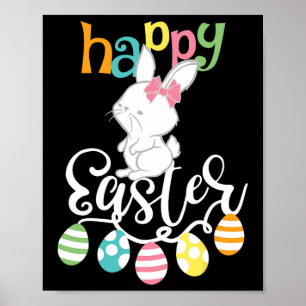 Fröhliche Ostern Sprüche Ei Groovy Hase Kaninchen  Poster