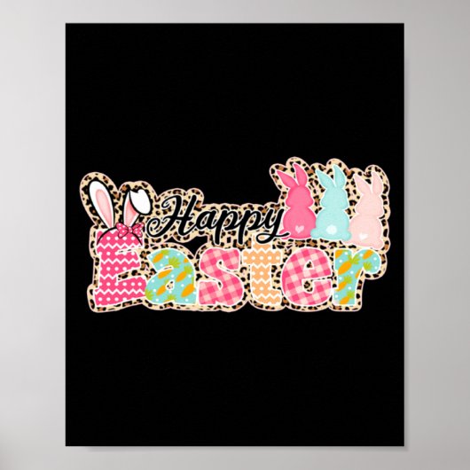 Fröhliche Ostern Sprüche Ei Hase Poster (Vorne)