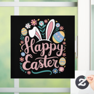 Fröhliche Ostern Süße Häschen Kaninchen Eier Fensteraufkleber