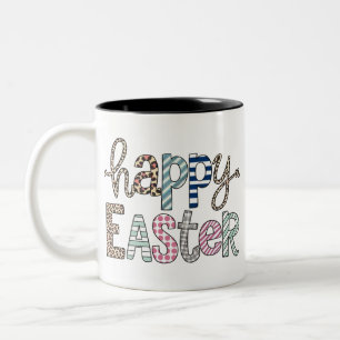 Fröhliche Ostern Süßer Floraler Hase Frühling Leop Zweifarbige Tasse