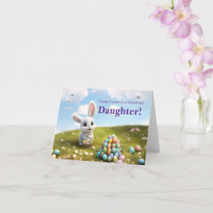 Fröhliche Ostern Tochter Süße Weiße Osterhasen  Karte