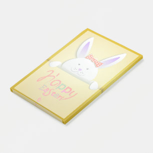 Fröhliche Ostern-Trendy-Hasen-Blumen Post-it Klebezettel