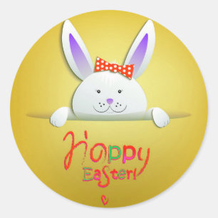 Fröhliche Ostern-Trendy-Hasen-Blumen Runder Aufkleber