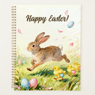 Fröhliche Ostern Vintage-Hase Frühjahrsillustratio Planer