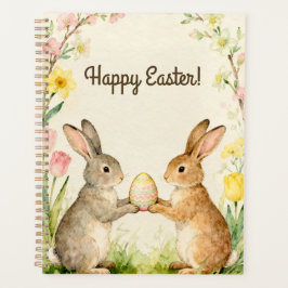 Fröhliche Ostern Vintage Hasen mit Ei Planer