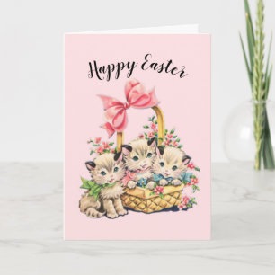 Fröhliche Ostern Vintage Kätzchen Karte