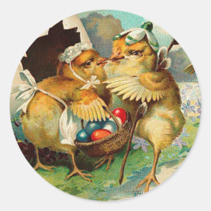 Fröhliche Ostern Vintage Runder Aufkleber