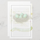 Fröhliche Ostern! - Vogelnest mit bunten Eiern Briefpapier (Vorne/Hinten)