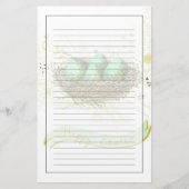 Fröhliche Ostern! - Vogelnest mit bunten Eiern Briefpapier (Vorderseite)