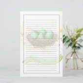 Fröhliche Ostern! - Vogelnest mit bunten Eiern Briefpapier (Stehend Vorderseite)
