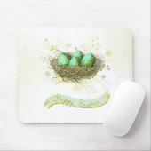 Fröhliche Ostern! - Vogelnest mit bunten Eiern Mousepad (Mit Mouse)
