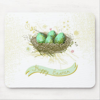 Fröhliche Ostern! - Vogelnest mit bunten Eiern Mousepad