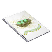 Fröhliche Ostern! - Vogelnest mit bunten Eiern Notizblock (Rechte Seite)