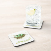 Fröhliche Ostern! - Vogelnest mit bunten Eiern Untersetzer (Rechte Seite)