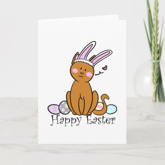 Fröhliche Ostern von der Katze Feiertagskarte (Vorderseite)