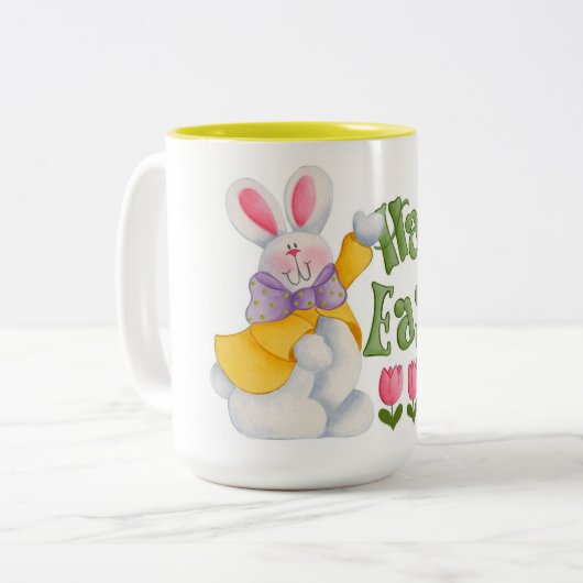 Fröhliche Ostern Zweifarbige Tasse (Vorderseite Links)