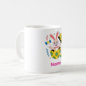 Fröhliche Osterparty-Hase herausspringend  Kaffeetasse (Vorderseite Links)