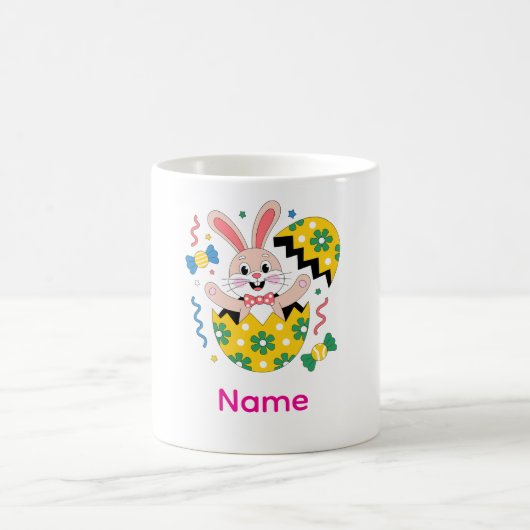 Fröhliche Osterparty-Hase herausspringend  Kaffeetasse (Mittel)