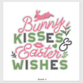 Fröhliche Ostertypografie - Bunny Kisses Aufkleber