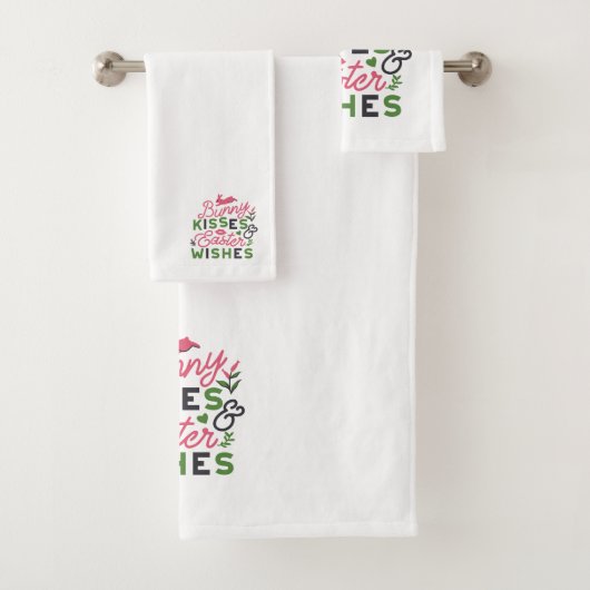 Fröhliche Ostertypografie - Bunny Kisses Badhandtuch Set (Insitu)