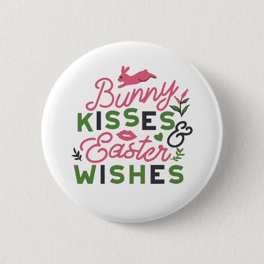 Fröhliche Ostertypografie - Bunny Kisses Button (Vorderseite)