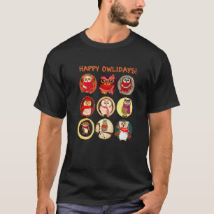Fröhliche Owlidays Niedliche Eulen mit Schals Eule T-Shirt