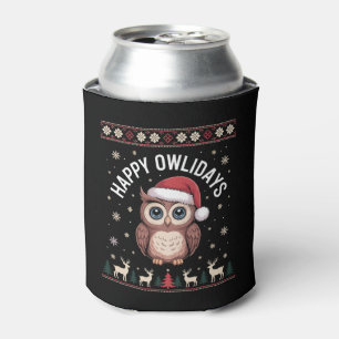 Fröhliche Owlidays Weihnachten Eule Santa Hut Renn Dosenkühler