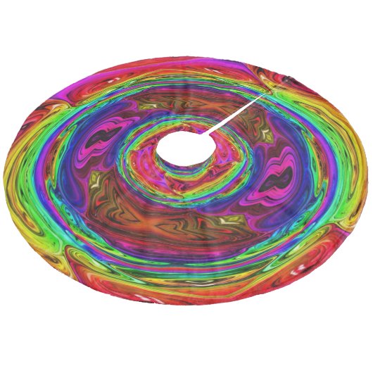 fröhliche Paint Fluid Acrylic Happy Gefärbte Krawa Fleece Weihnachtsbaumdecke (Schrägansicht)