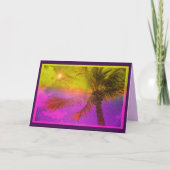 Fröhliche Palmen und Sonnenschein Lila zum Geburts Karte (Vorderseite)