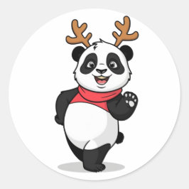 Fröhliche Panda Weihnachten Runder Aufkleber