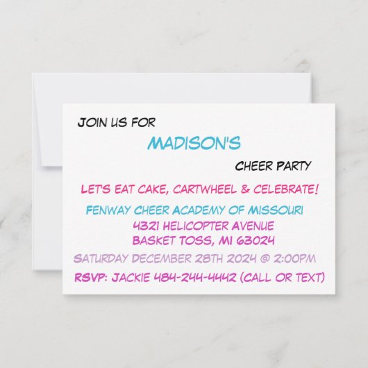 Fröhliche Party Einladung (Rückseite)