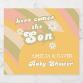 Fröhliche Pastel gestreift Groovy Son Babydusche Schaumweinetikett (Einzelnes Label)