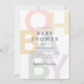 Fröhliche Pastel Oh Baby Neutral Baby Dusche Einladung (Vorderseite)
