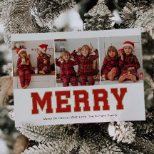 Fröhliche Patch Letter Foto Weihnachtskarten