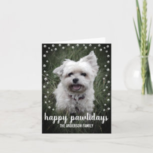 Fröhliche Pawlidays Foto Moderne Elegante Hund Wei Feiertagskarte
