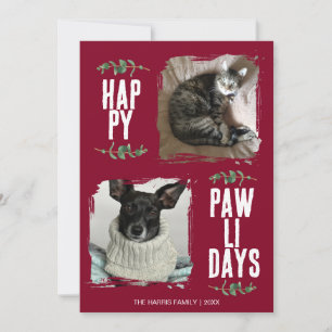 Fröhliche Pawlidays Haustierfotos mit Grünzeug Feiertagskarte