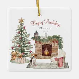 Fröhliche Pawlidays Hunde-Design - Beagle Keramikornament