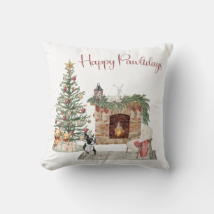 Fröhliche Pawlidays Hunde-Design - Boston Terrier Kissen