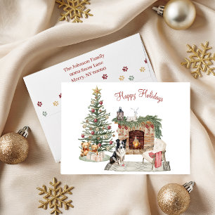Fröhliche Pawlidays Hunde-Design - Collie Feiertagskarte