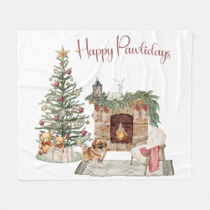 Fröhliche Pawlidays Hunde-Design - Pekingese Fleecedecke