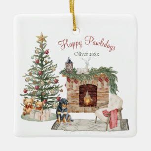 Fröhliche Pawlidays Hunde-Design - Rottweiler Keramikornament